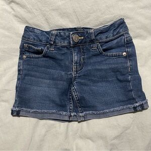 Justice Girls Denim Shorts Size 6 Stretch Low Rise Frayed Hem Blue Jean Shorts